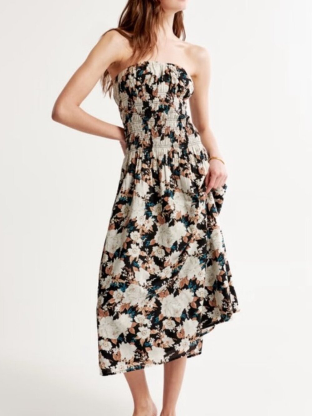 Abercrombie & Fitch Strapless Smocked Floral Maxi Dress Size XS